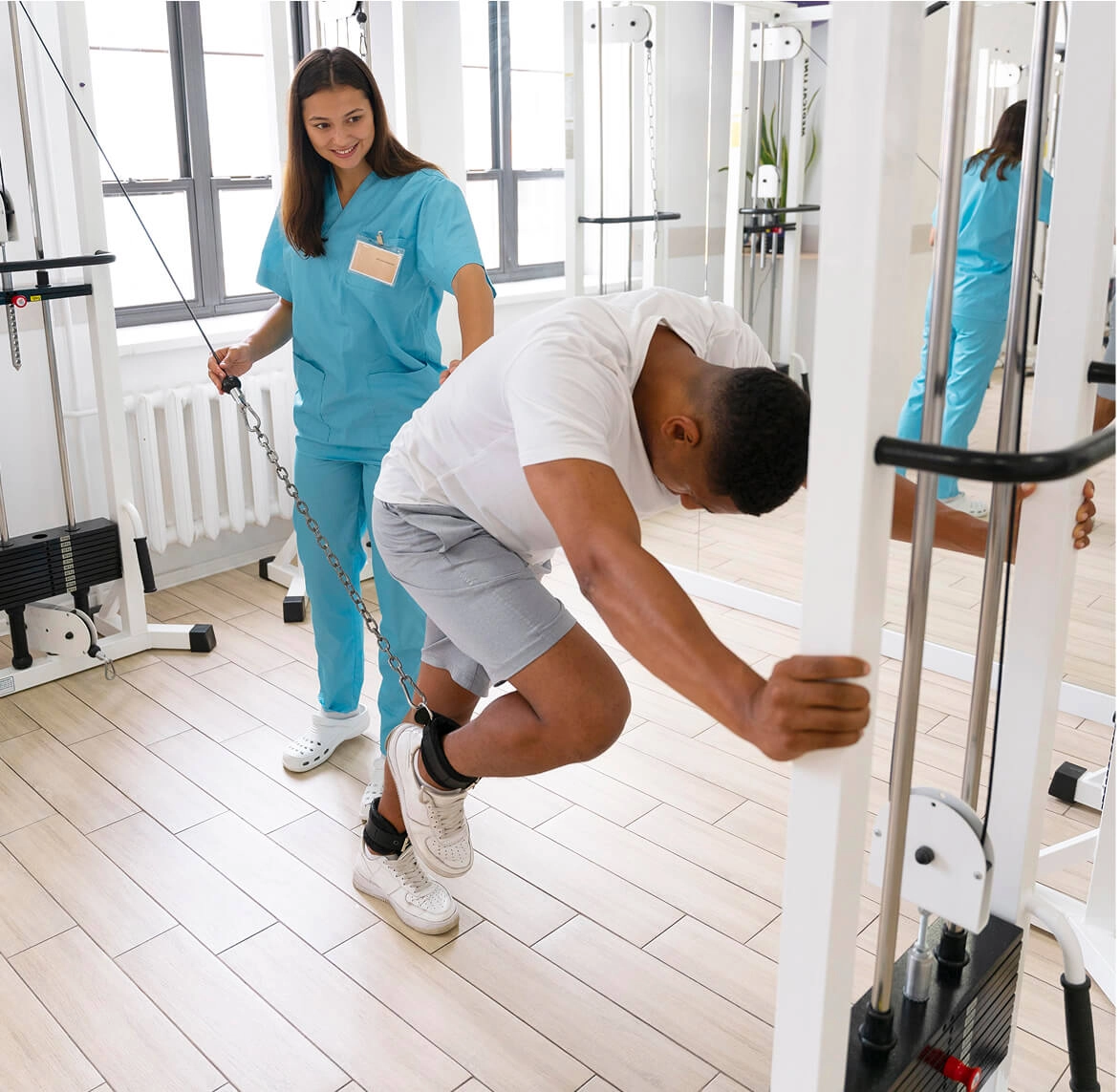 Man undergoing physical therapy